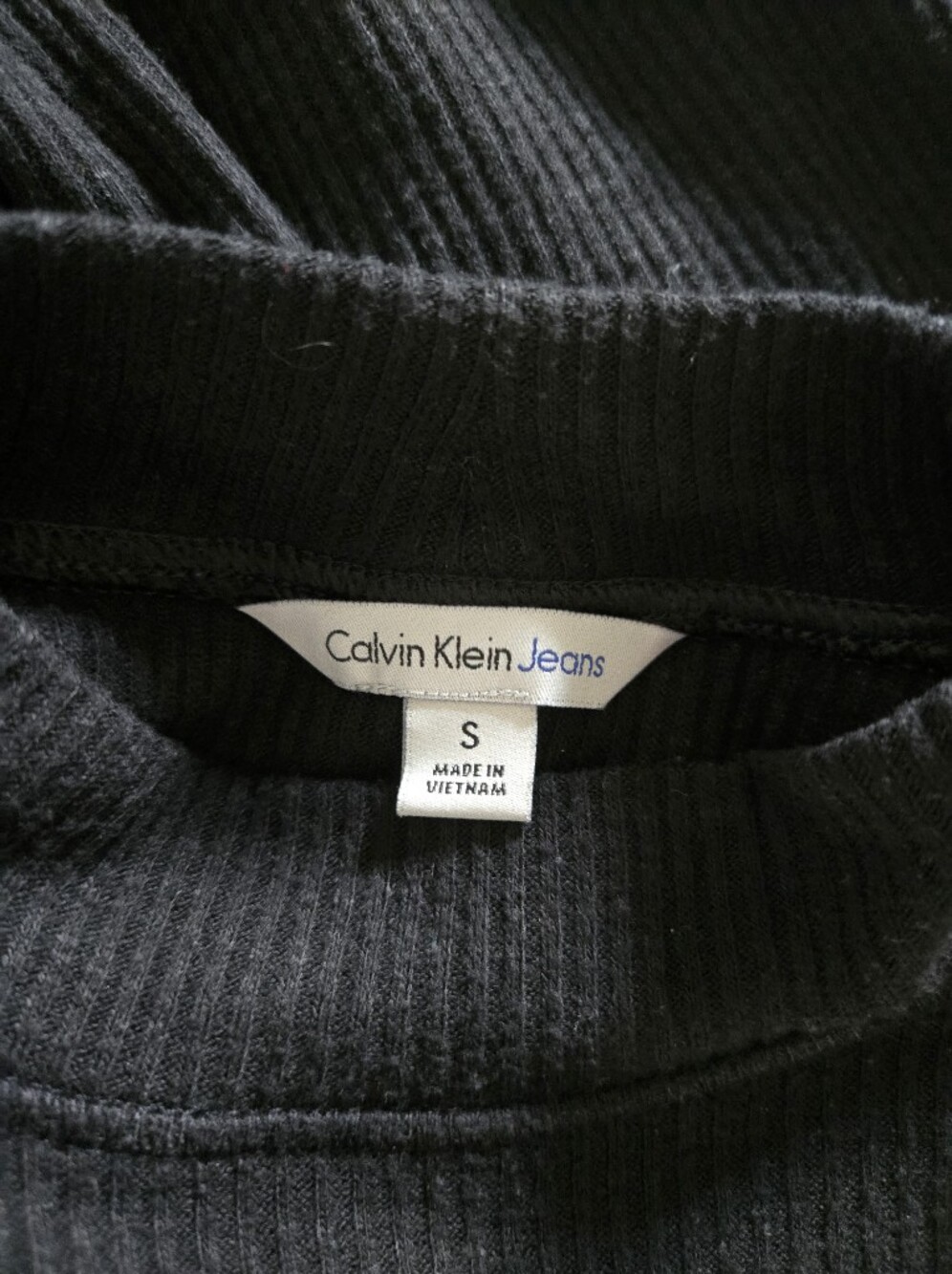 Calvin Klein Jeans Black Ribbed Crewneck Sweater
